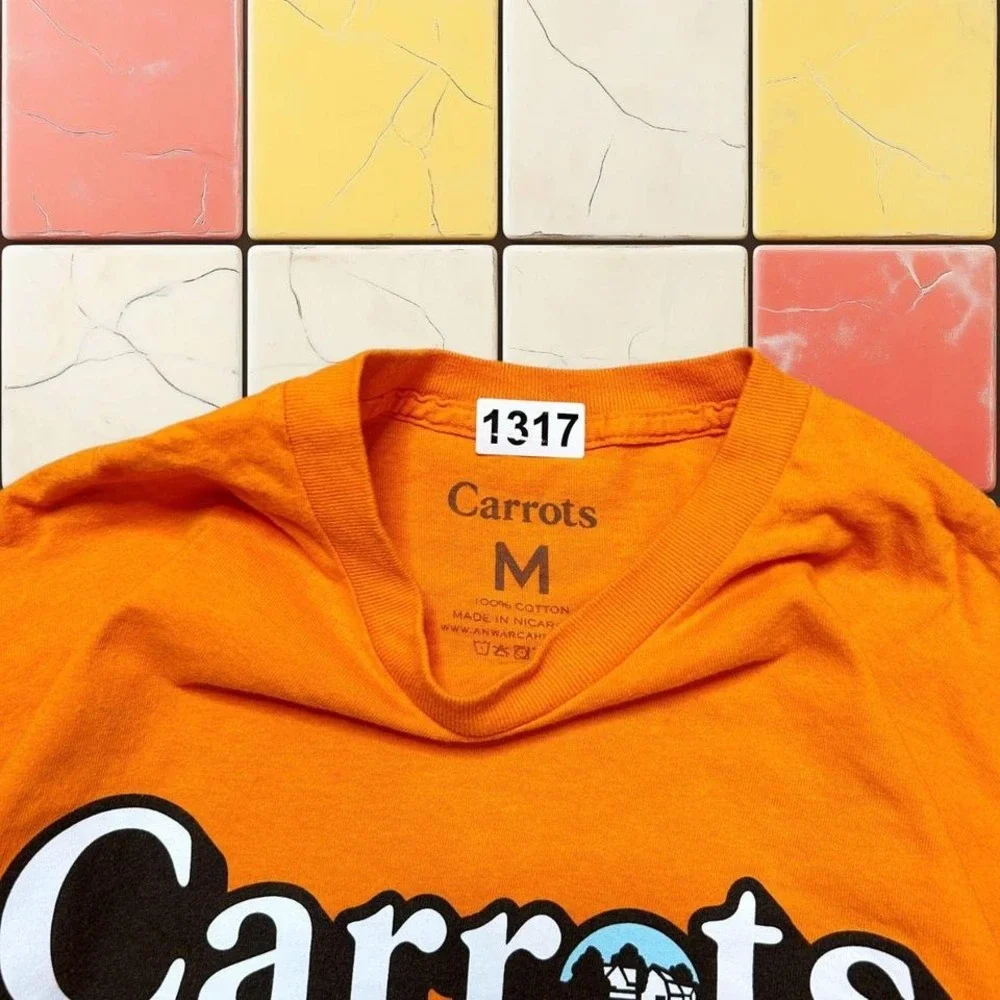 Y2K Carrots Orange Skater T Shirt Men Size M Cotton Short Sleeve Anwar‎ Street